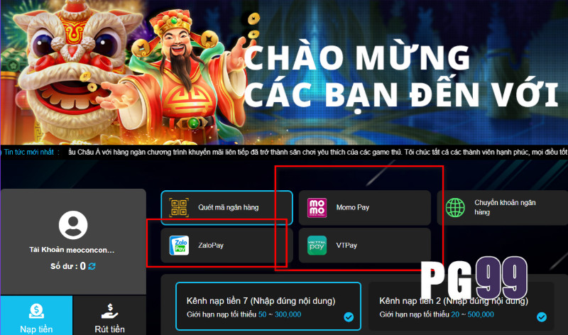 Nạp qua ví điện tử (Momo, ZaloPay, Viettel Money, v.v.)